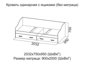 Кровать одинарная с ящиками (Без матраца 0,9*2,0) в Нижней Салде - nizhnyaya-salda.магазин96.com | фото